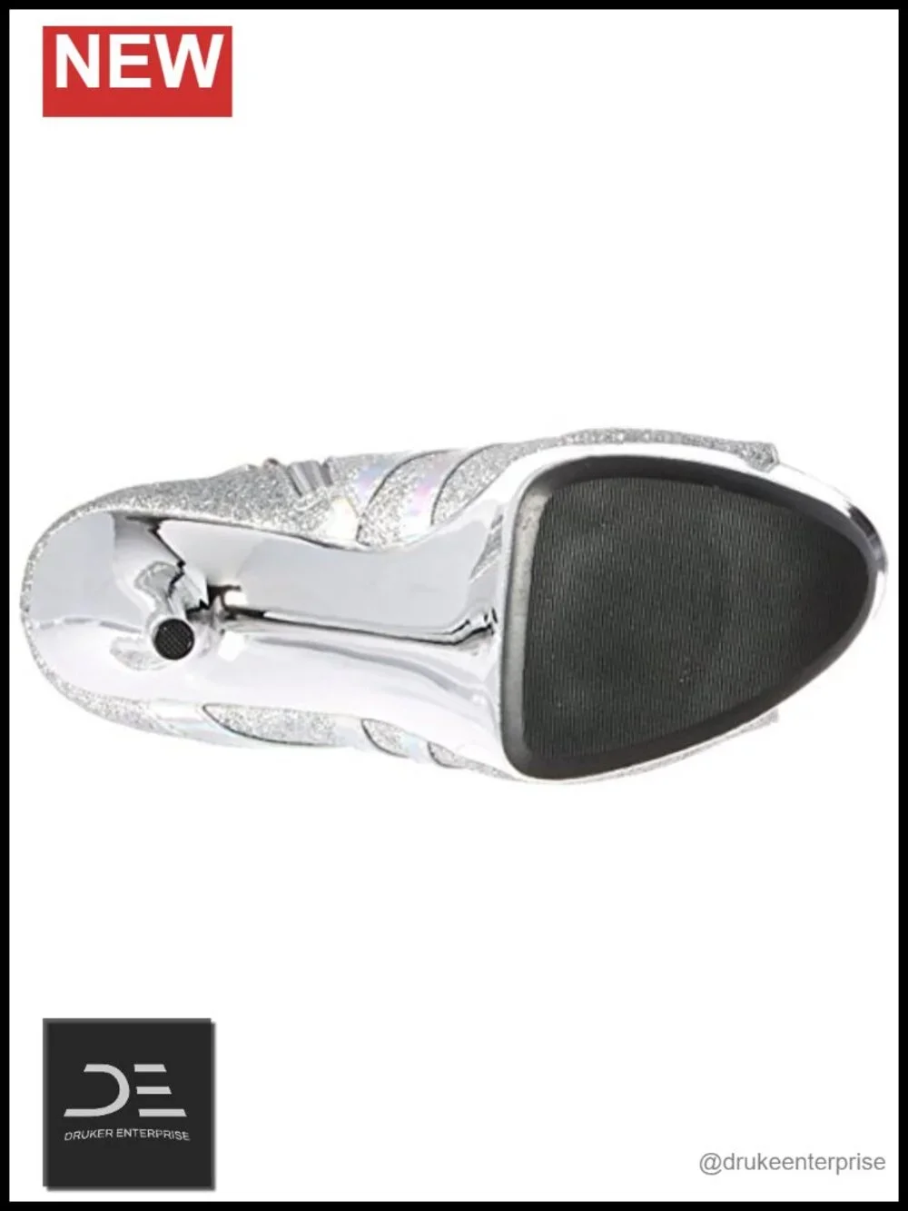 Glitter Platform Sandals with Ankle Strap and Zipper Closure